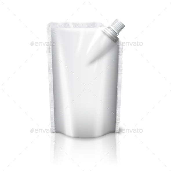 Blank White Realistic Plastic Pouch with Cap - Man-made Objects Objects