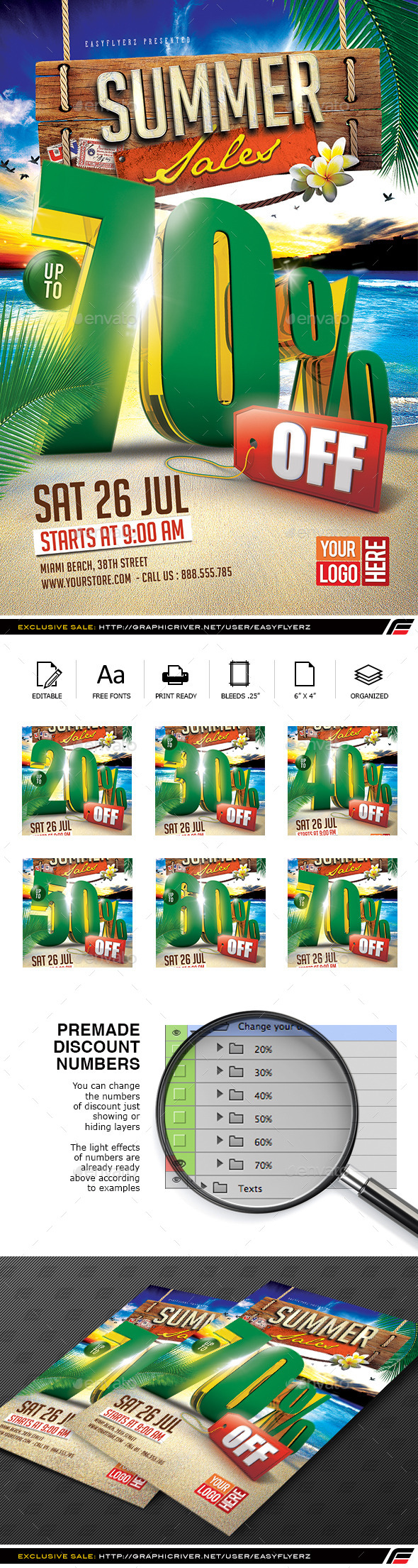 Summer Sales Flyer Template - Commerce Flyers