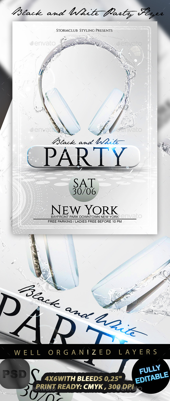 Black and White Party Flyer - Events Flyers