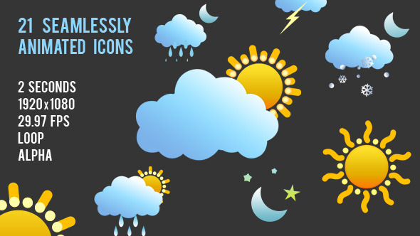 21 Animated Weather Icons - 01 Multi Color Version