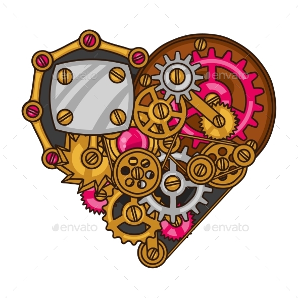 Steampunk Heart Collage of Metal Gears - Abstract Conceptual