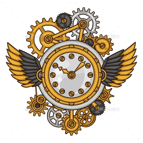 Steampunk Clock Collage of Metal Gears - Abstract Conceptual