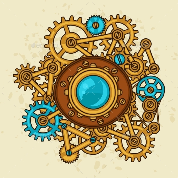 Steampunk Collage of Metal Gears - Abstract Conceptual