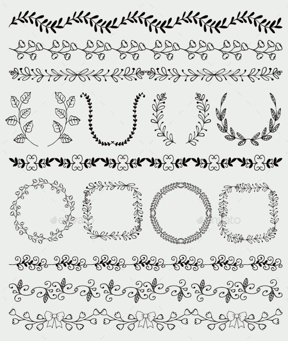 Black Hand Sketched Seamless Borders - Borders Decorative