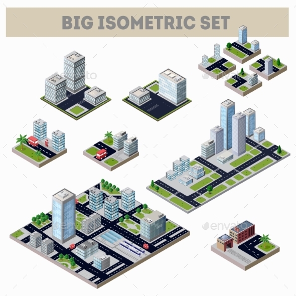 A Large Set Of Isometric City - Buildings Objects