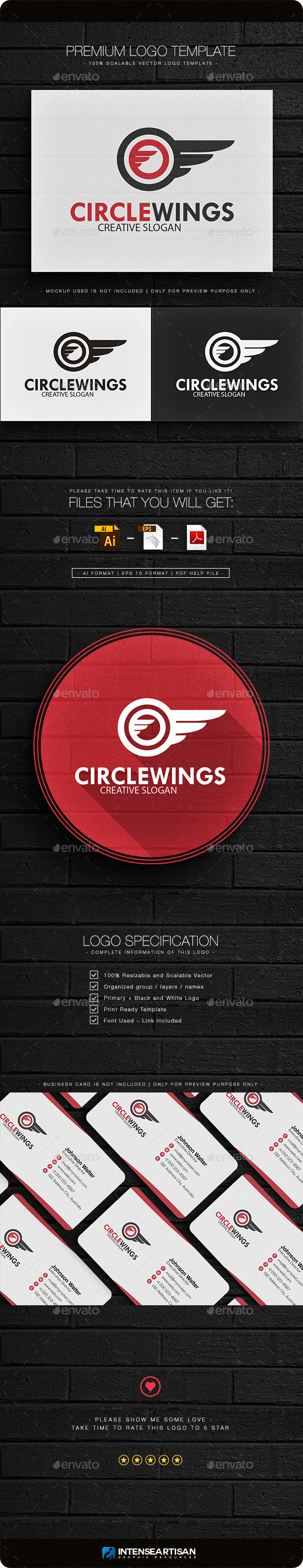 Circle Wings Logo Template - Objects Logo Templates