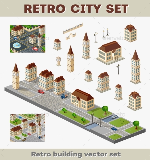 Retro Buildings - Buildings Objects