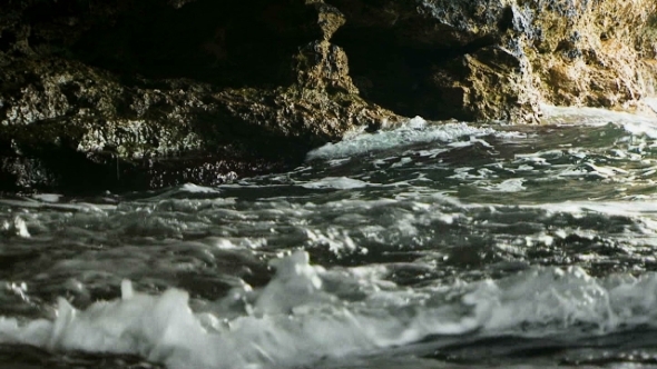 Black Sea Waves Splashing Against Rocks