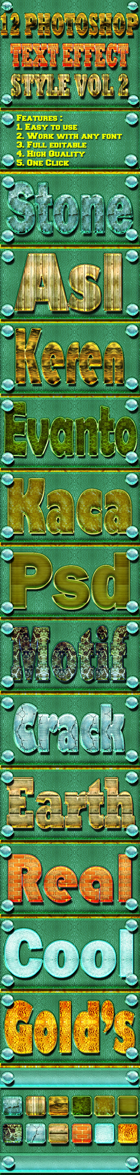 12 Photoshop Text Effect Style Vol 2 - Text Effects Styles