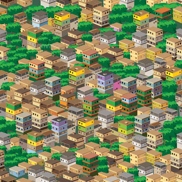 Town Surrounded by Plants - Buildings Objects