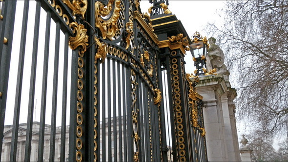 Gold and Black Huge Gate of the Buckingham Palace