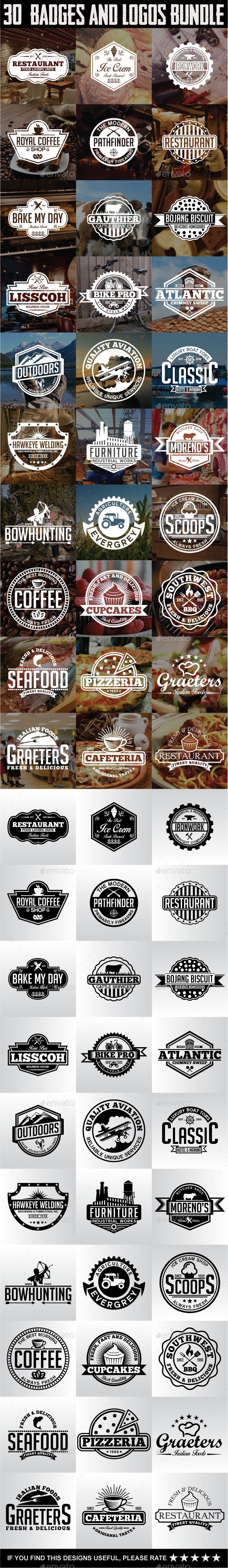 30 Badges and Logos Bundle - Badges & Stickers Web Elements