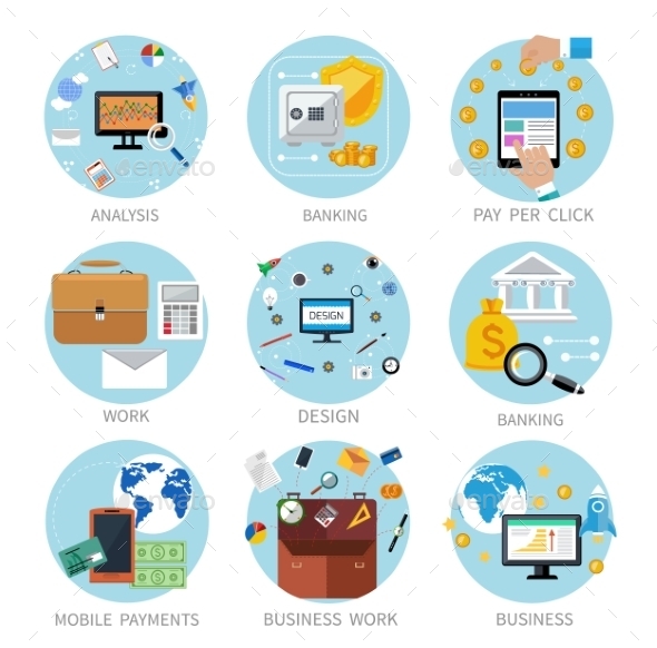Icons Set Banners For Business - Concepts Business