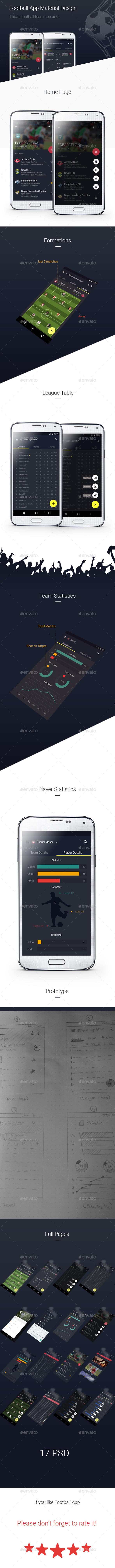 Football App Ui Kit Material Design - User Interfaces Web Elements