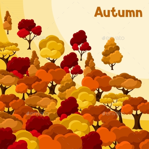 Autumn Background Design With Abstract Stylized - Landscapes Nature