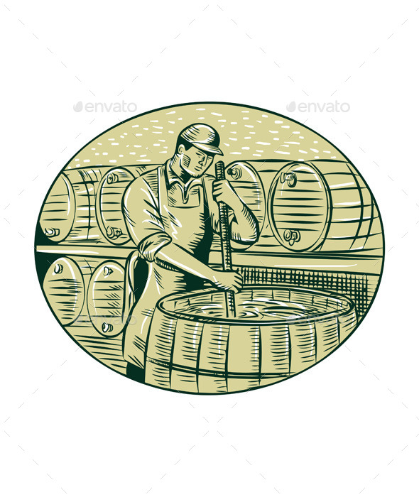 Brewer Brewing Beer Etching - People Characters