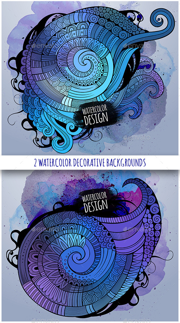 2 Watercolor Decorative Background - Decorative Vectors