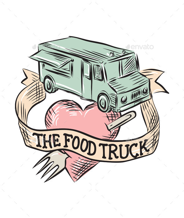 Food Truck Heart Fork Etching - Man-made Objects Objects
