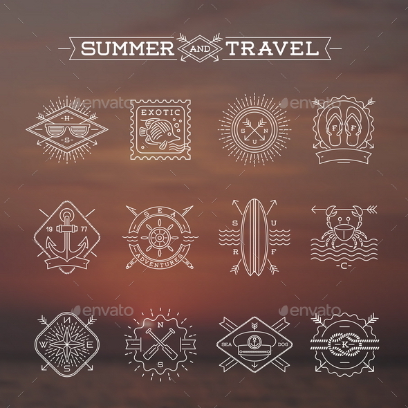 Summer and Travel Signs and Symbols - Travel Conceptual
