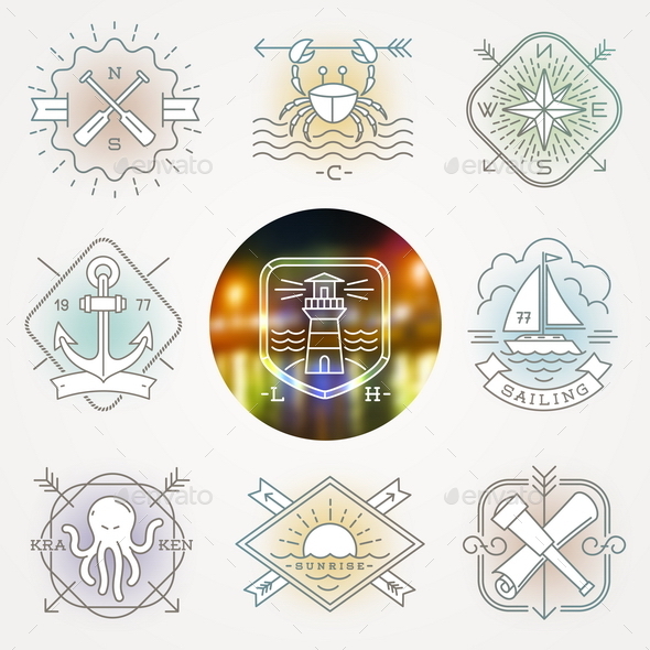 Nautical, Adventures and Travel Emblems - Travel Conceptual