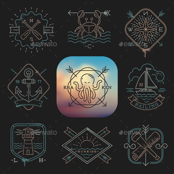 Nautical, Adventures and Travel Emblems - Travel Conceptual