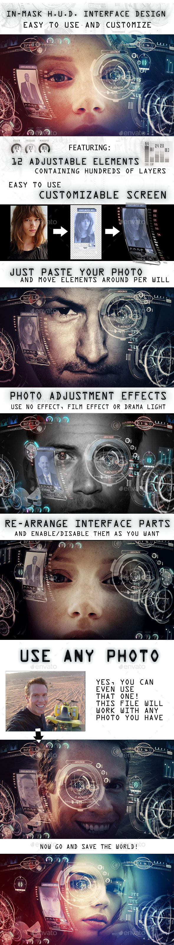 In Mask H.U.D. Interface Design Mock-up - Tech / Futuristic Backgrounds