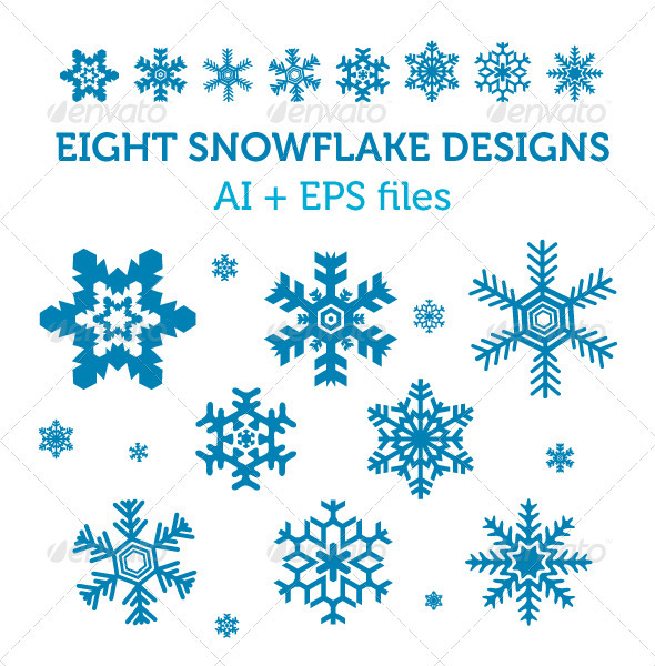 8 Snowflake Vectors