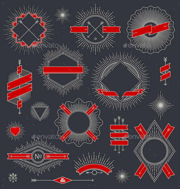 Set of Line Design Emblems - Decorative Symbols Decorative