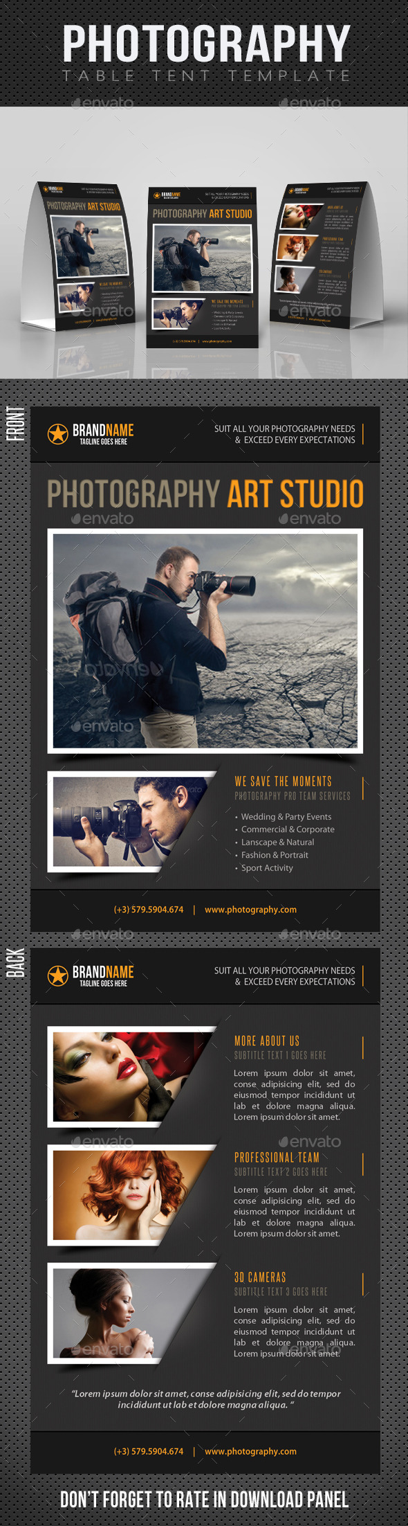 Photography Studio Table Tent Template 02 - Miscellaneous Print Templates