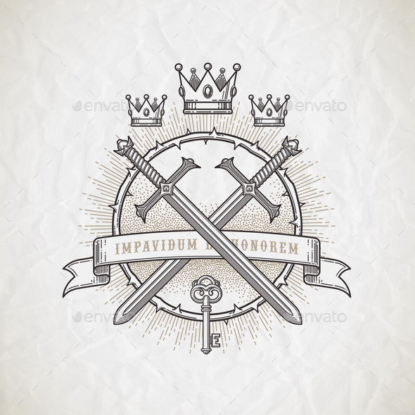 Line Art Heraldic Emblem - Decorative Symbols Decorative