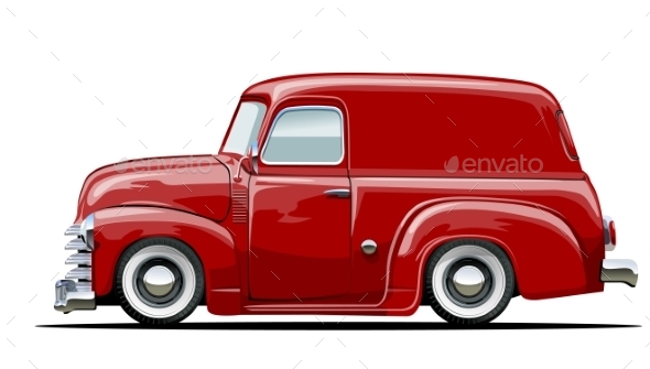 Cartoon Retro Delivery Van - Man-made Objects Objects