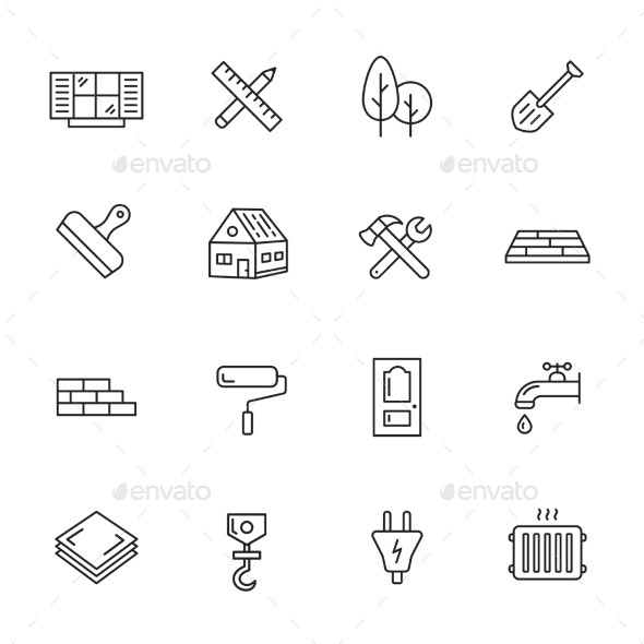 Construction Icons - Buildings Objects