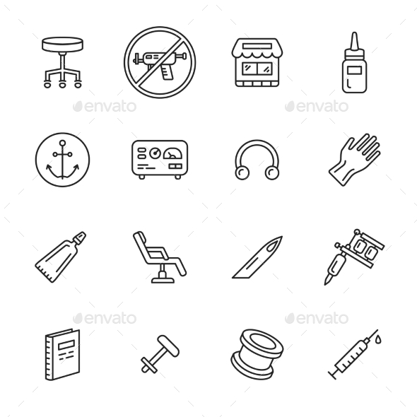 Tattoo And Piercing Icons - Man-made objects Objects