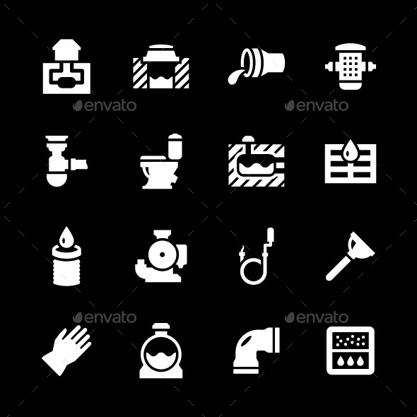 Set Icons of Sewerage - Man-made objects Objects