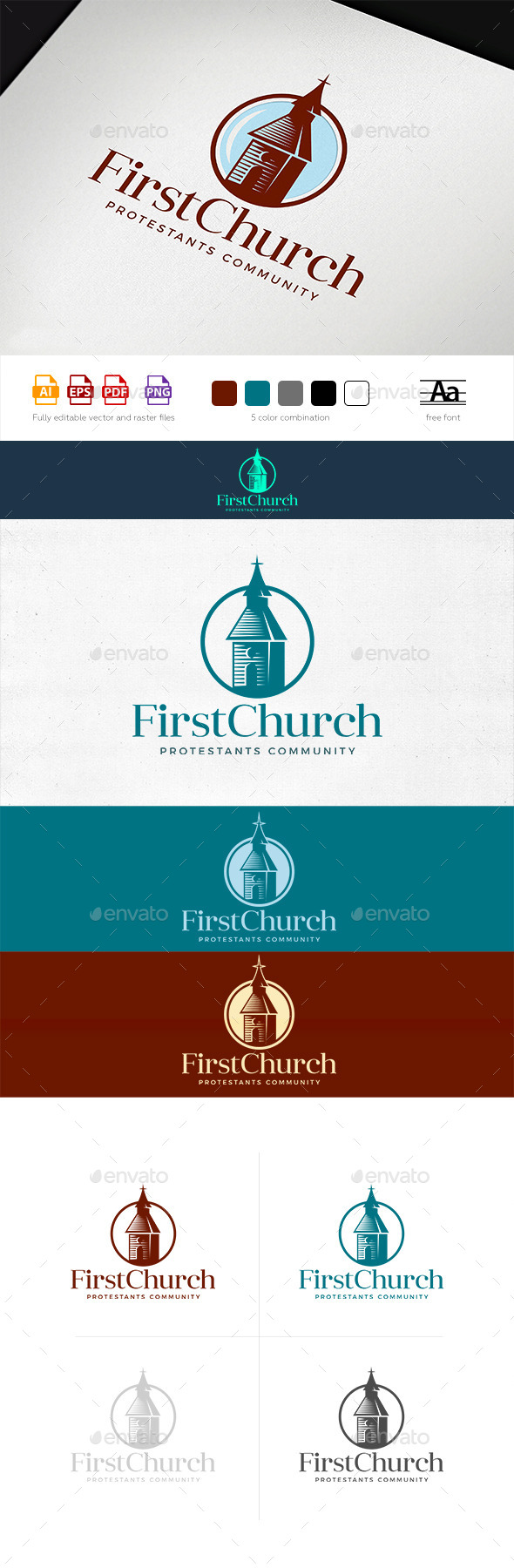 First Community Church Logo Template - Buildings Logo Templates