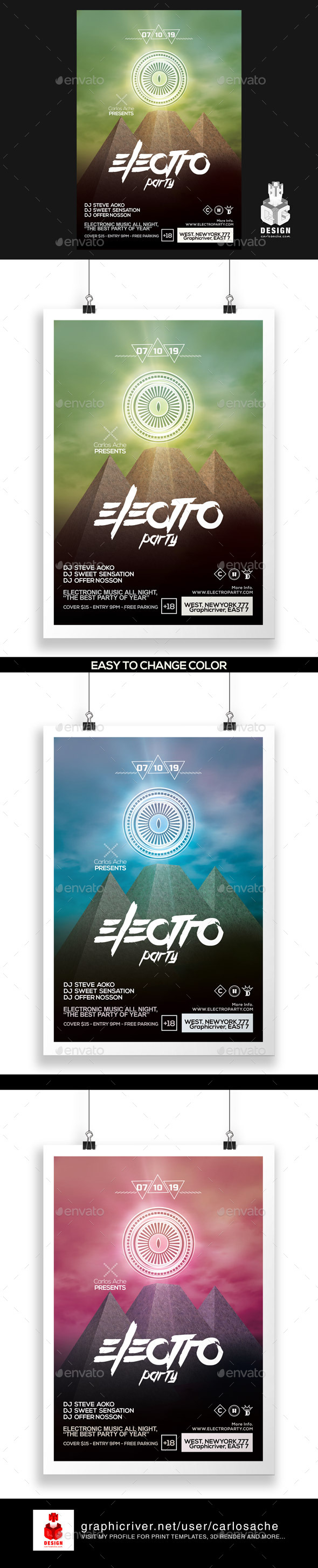 Electro Party Flyer - Poster Template - Clubs & Parties Events