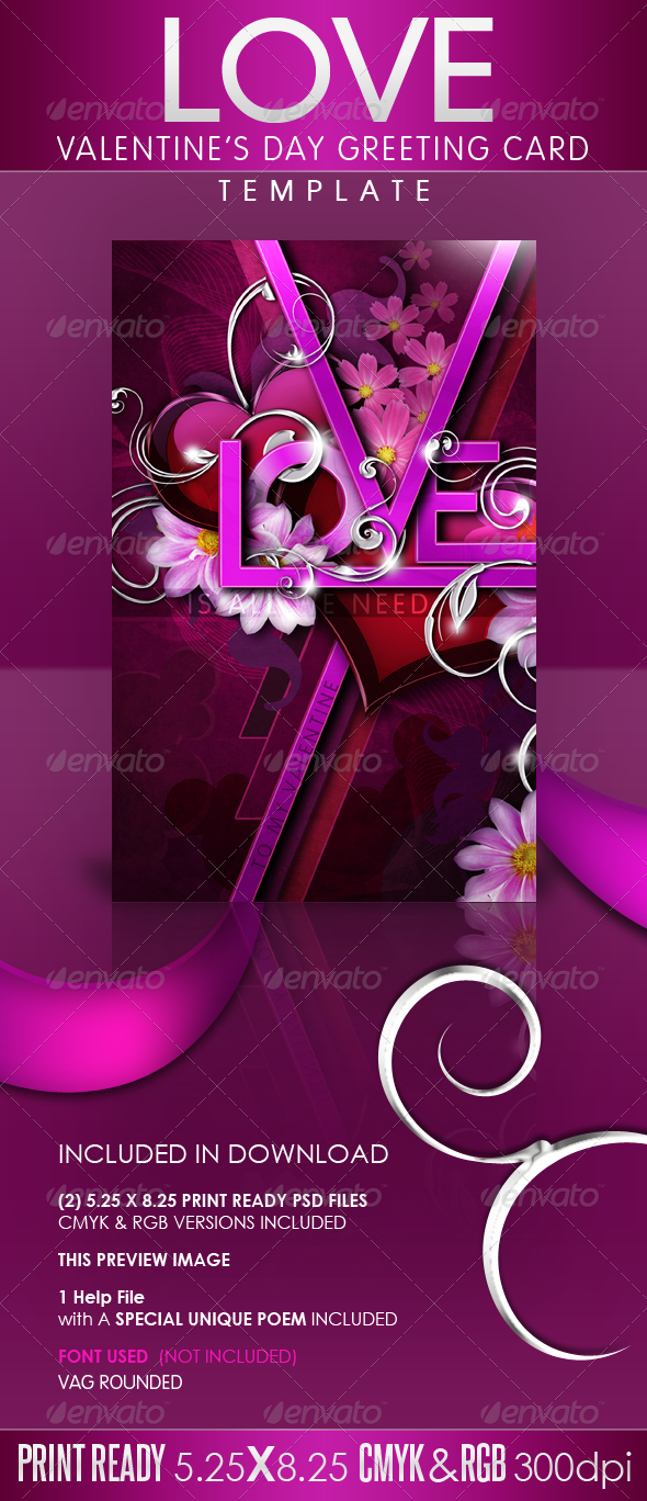 LOVE - Valentine's Day Greeting Card Template - Greeting Cards Cards & Invites