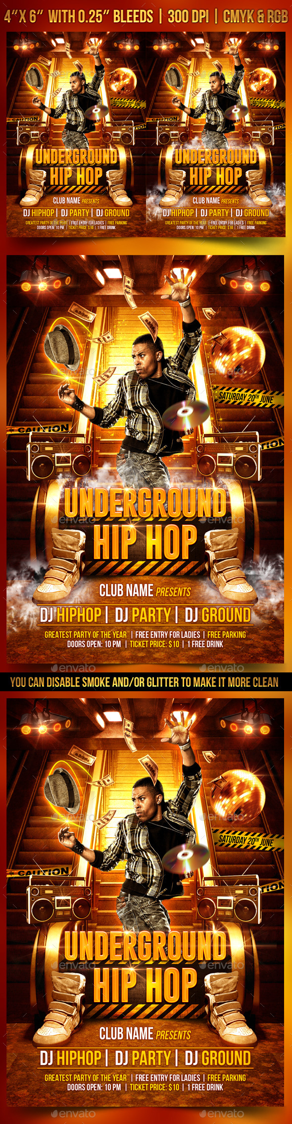 Underground Hip Hop Flyer Template - Clubs & Parties Events