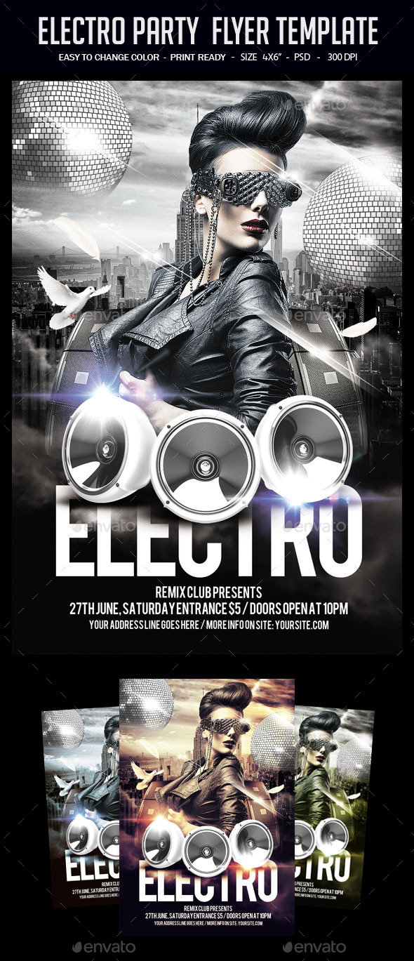 Electro Party Flyer Template - Clubs & Parties Events