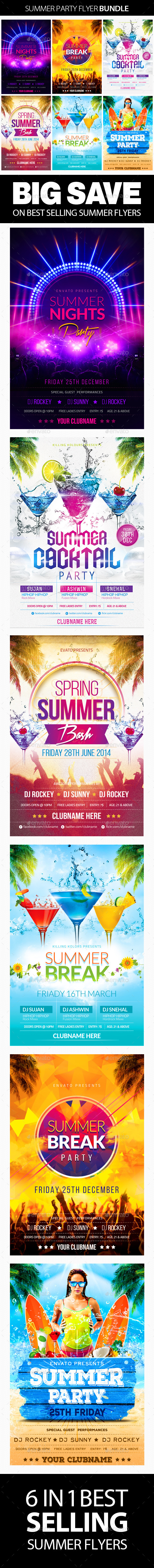 Summer Party Flyer Bundle - Clubs & Parties Events