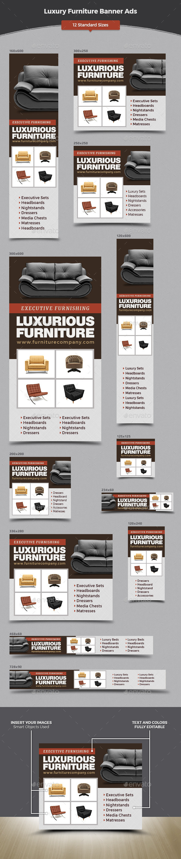 Luxury Furniture Banner Ads Set - Banners & Ads Web Elements