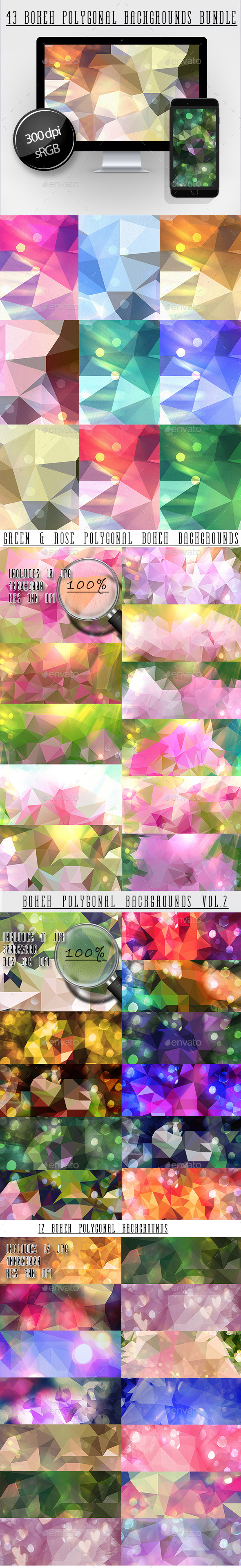 Bokeh Polygonal Backgrounds Bundle - Abstract Backgrounds