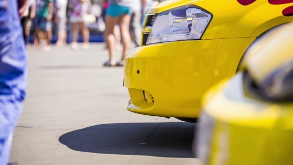 Yellow Cars At Exhibition