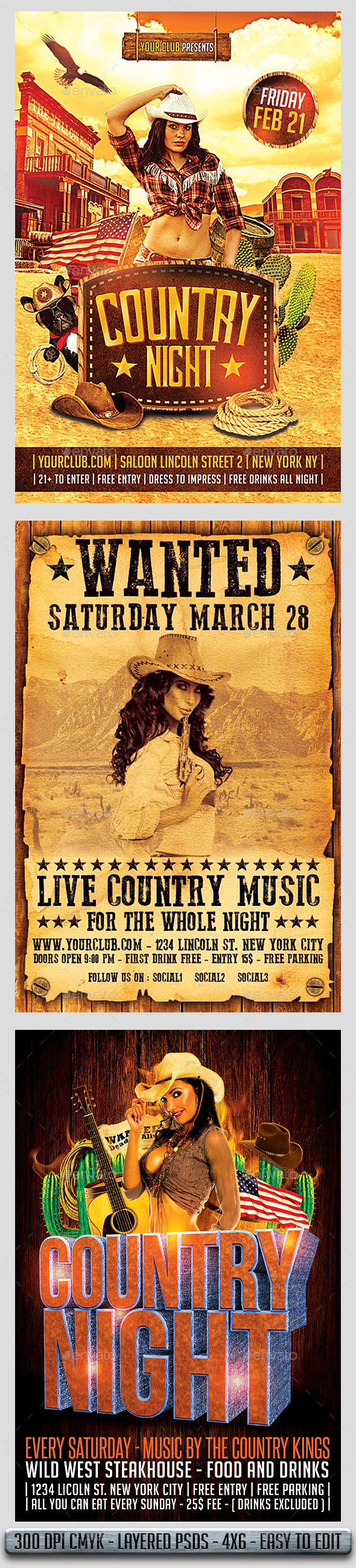 Country Flyers Bundle - Clubs & Parties Events