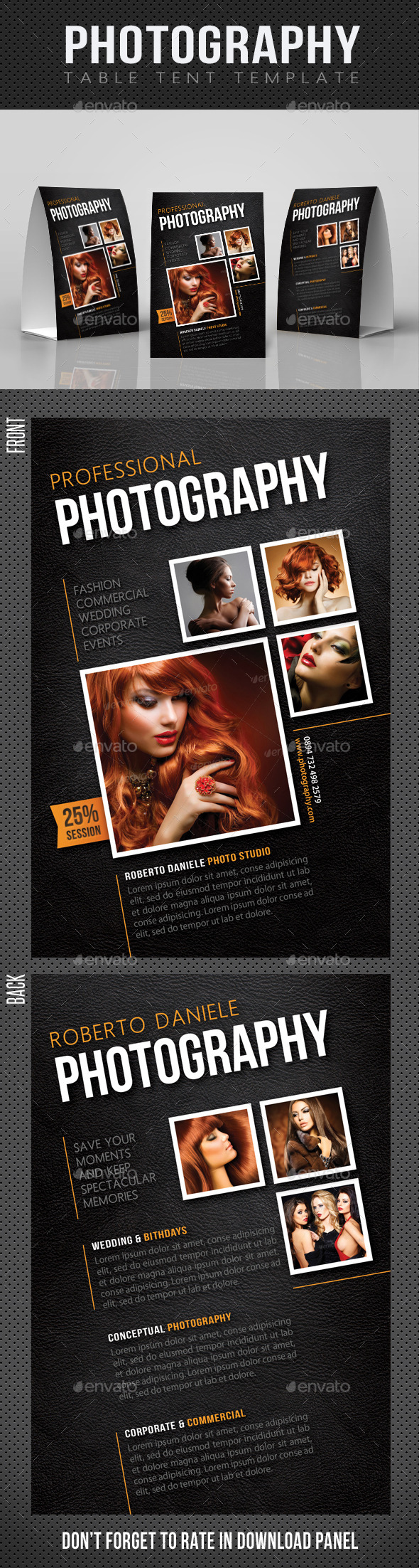 Photography Studio Table Tent Template 04 - Miscellaneous Print Templates