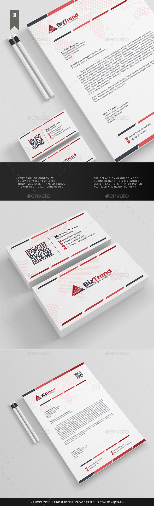 Letterhead & Business Card V.1 - Stationery Print Templates
