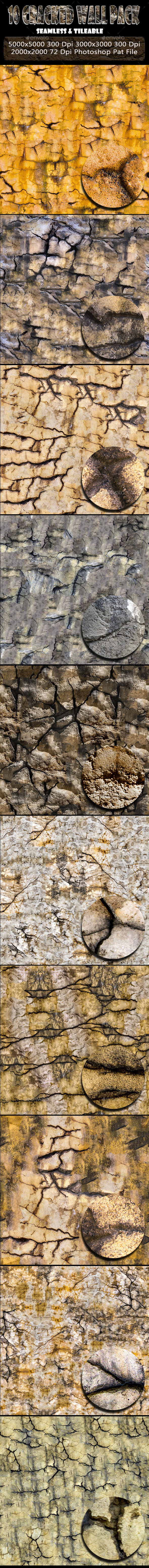 10 Cracked Wall Background Texture Pack - Abstract Backgrounds