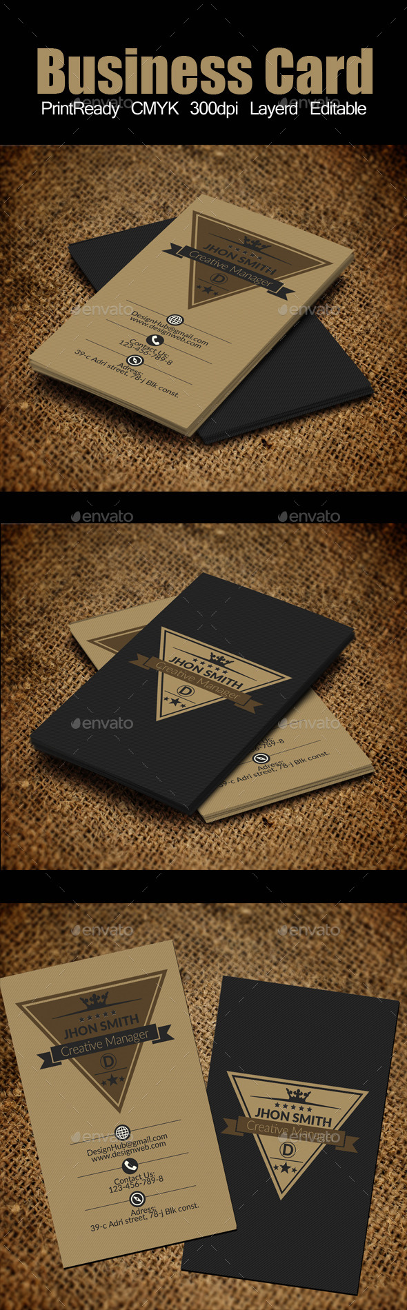 vertical Retro Vintage Business Card Template - Corporate Business Cards
