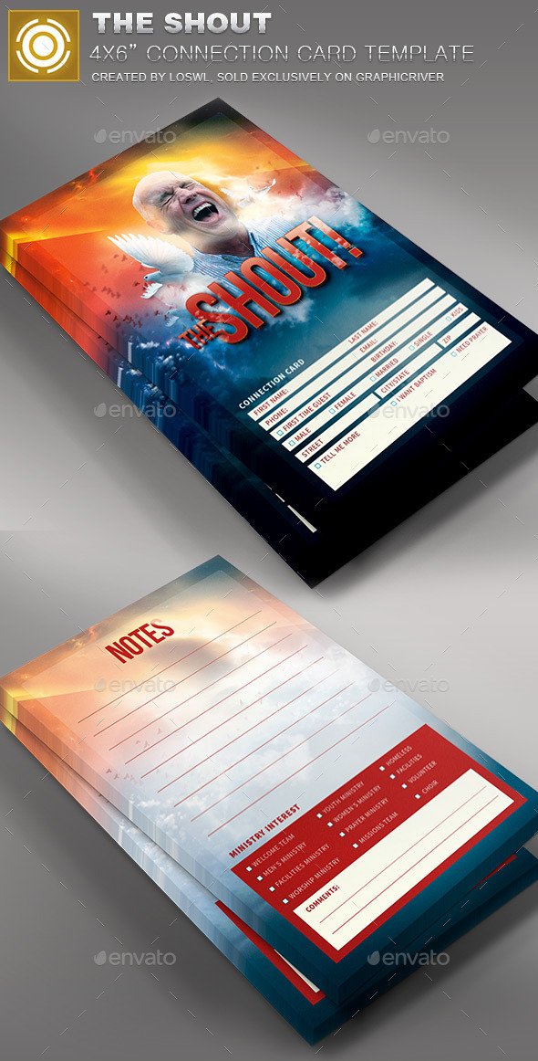 The Shout Connection Card Template - Cards & Invites Print Templates