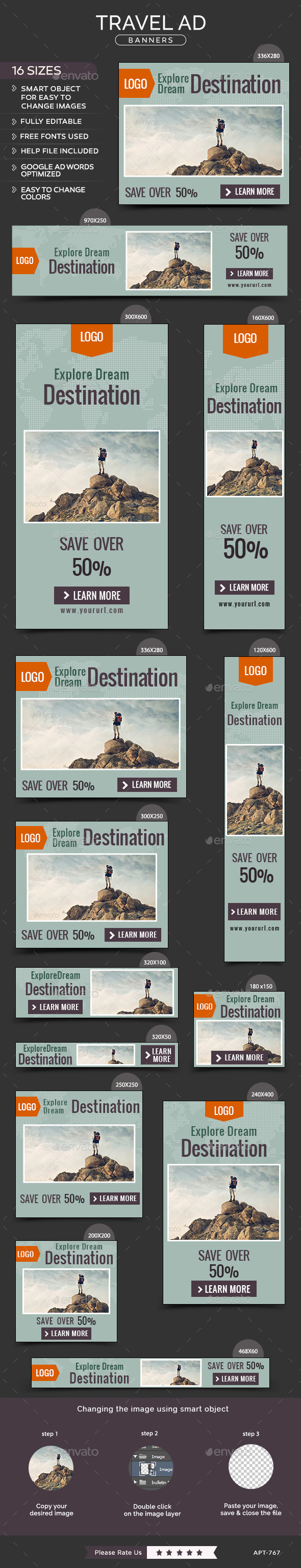 Travel Banners - Banners & Ads Web Elements